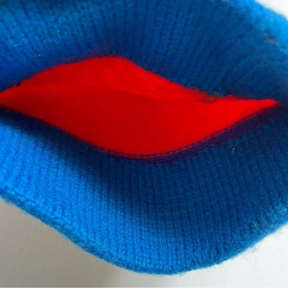 Vintage Rainbow Pom Pom Hat Beanie Striped Wool - Picture 5 of 7